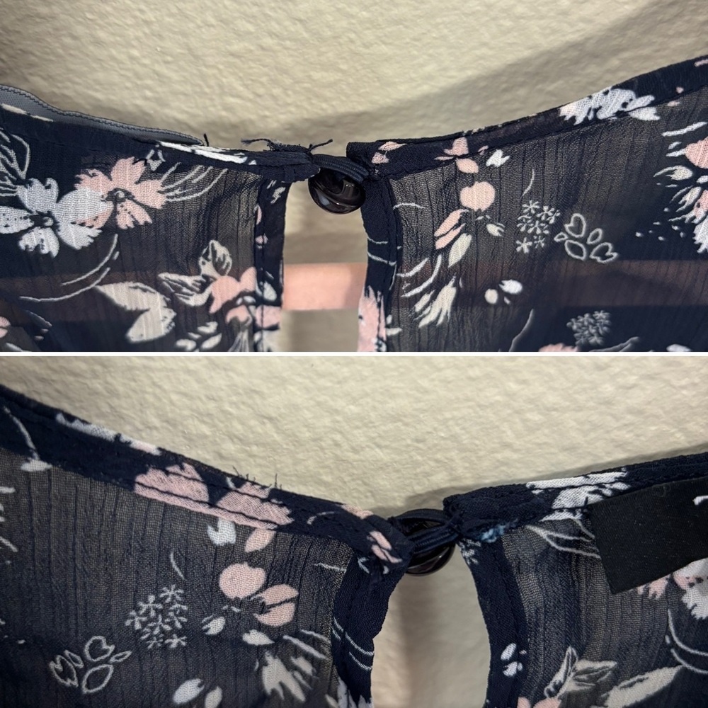 Francesca’s Tracy flutter sleeve navy floral romper - Picture 12 of 16